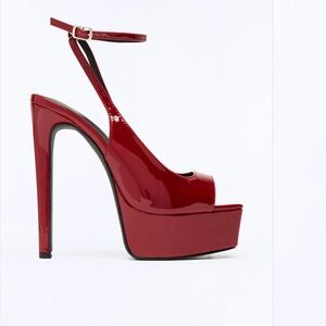 Fashion Nova Glossy Red Platform Heels